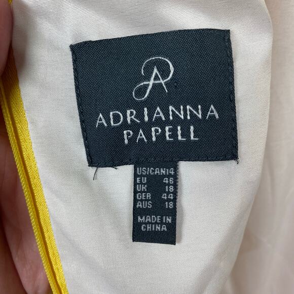 Adrianna Papell Yellow Lace Sleeveless Midi Dress Sz.14 - Picture 4 of 11